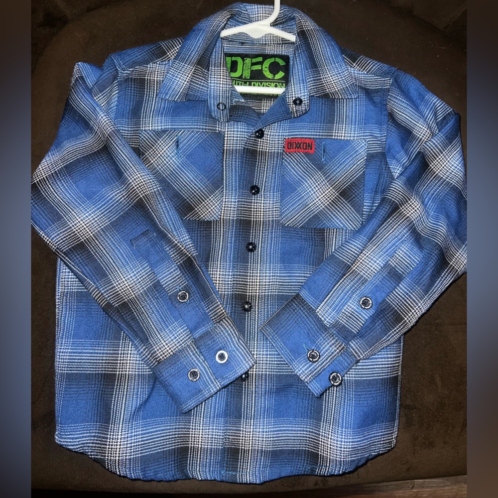 DIXXON Blue and White Plaid Kids Button Down Shirt